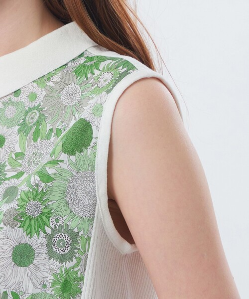 MACKINTOSH PHILOSOPHY（ﾏｯｷﾝﾄｯｼｭ ﾌｨﾛｿﾌｨｰ）の「リバティコンビノースリーブポロニット（ニット/セーター・レディース・グリーン/ライトブルー・36/38）」の9枚目の写真