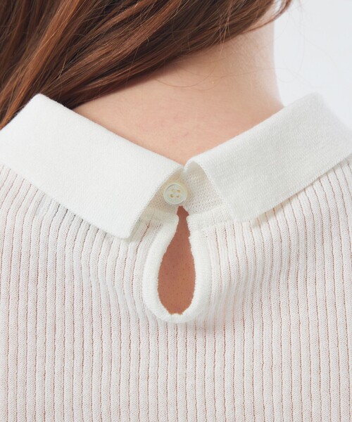 MACKINTOSH PHILOSOPHY（ﾏｯｷﾝﾄｯｼｭ ﾌｨﾛｿﾌｨｰ）の「リバティコンビノースリーブポロニット（ニット/セーター・レディース・グリーン/ライトブルー・36/38）」の10枚目の写真