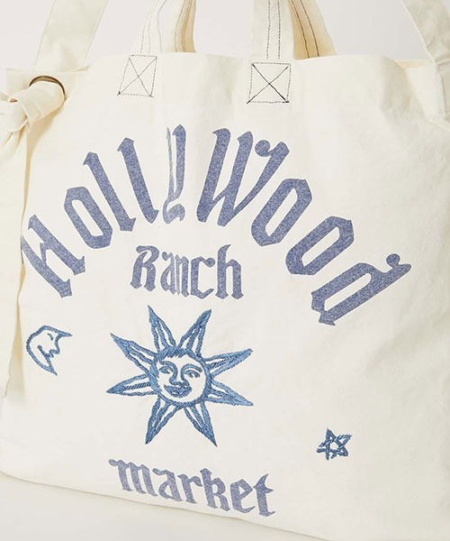 HOLLYWOOD RANCH MARKET（ハリウッドランチマーケット）の「サン&ムーン エンブロイダイリー 2WAYキャンバストート（トートバッグ・メンズ・ナチュラル・ONE）」の4枚目の写真