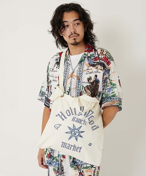 HOLLYWOOD RANCH MARKET（ハリウッドランチマーケット）の「サン&ムーン エンブロイダイリー 2WAYキャンバストート（トートバッグ・メンズ・ナチュラル・ONE）」の7枚目の写真