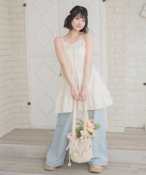 ems excite（エムズエキサイト）の「クロシェ巾着バッグ（ショルダーバッグ・レディース・ブラウン/オフホワイト・ONE SIZE）」の9枚目の写真