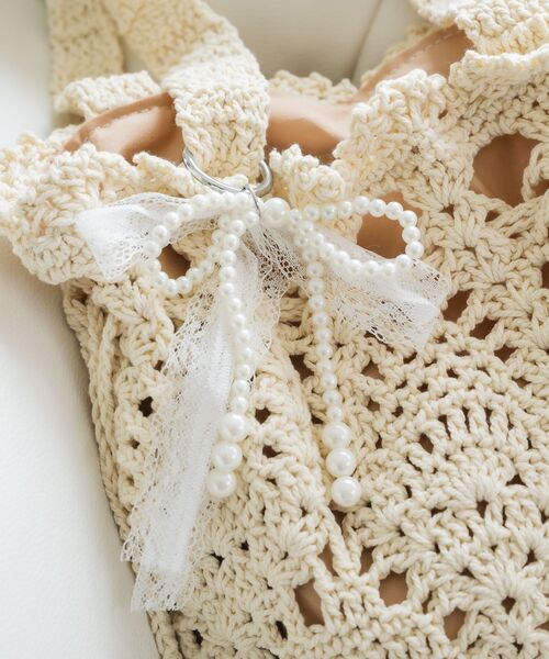 ems excite（エムズエキサイト）の「クロシェ巾着バッグ（ショルダーバッグ・レディース・ブラウン/オフホワイト・ONE SIZE）」の15枚目の写真