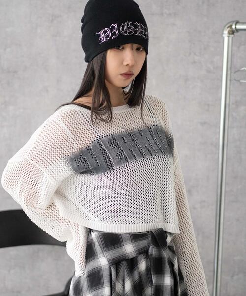 WEGO(ウィゴー)の「WEGO/スプレーロゴジャガードメッシュニット(Tシャツ/カットソー・レディース・ブラック/ホワイト・FREE)」の10枚目の写真