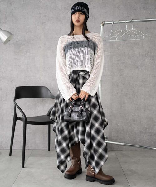 WEGO(ウィゴー)の「WEGO/スプレーロゴジャガードメッシュニット(Tシャツ/カットソー・レディース・ブラック/ホワイト・FREE)」の11枚目の写真