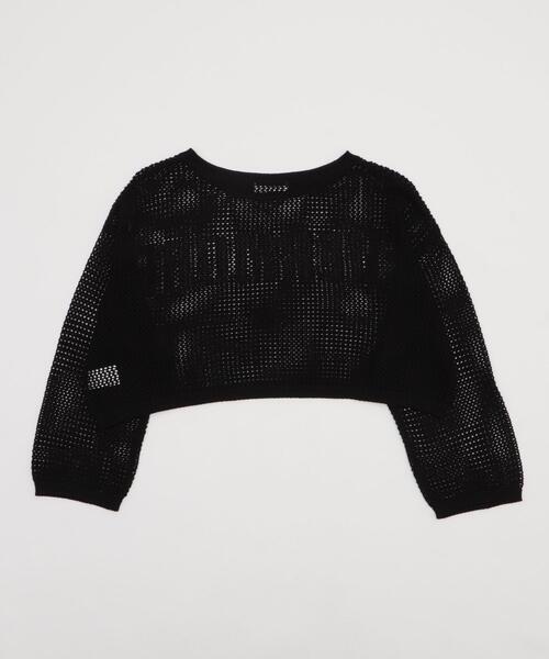 WEGO(ウィゴー)の「WEGO/スプレーロゴジャガードメッシュニット(Tシャツ/カットソー・レディース・ブラック/ホワイト・FREE)」の16枚目の写真