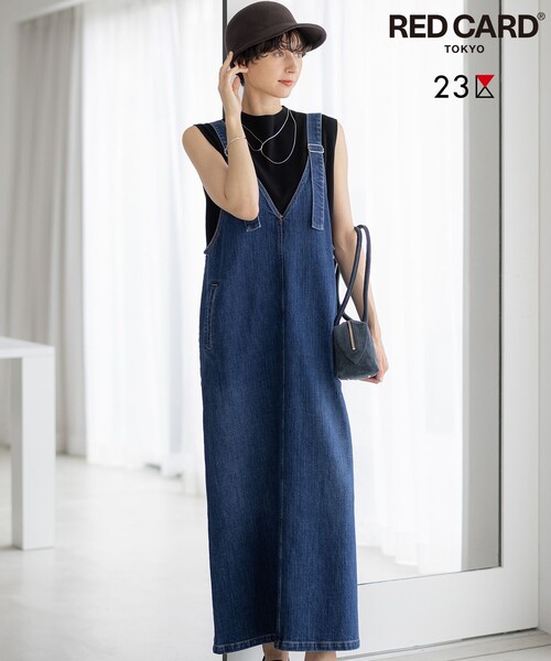 RED CARD TOKYO(レッドカード)の「【RED CARD TOKYO×23区】デニム サロペット ワンピース(ワンピース・レディース・ターコイズブルー系/ダルブルー系・38)」の2枚目の写真
