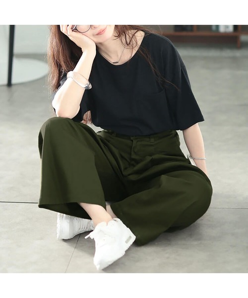 GOLDJAPAN(ゴールドジャパン)の「ストレッチツイルタックセミワイドパンツ【大きいサイズ対応】(その他パンツ・レディース・ネイビー/ブラック/カーキ・LL/3L/4L/5L)」の14枚目の写真