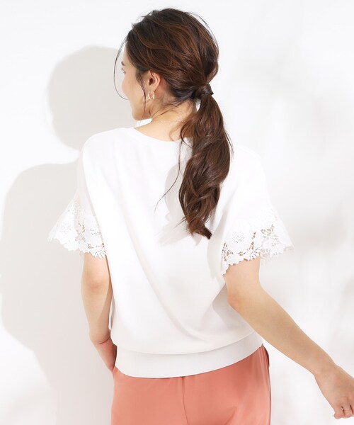 DRESKIP(ドレスキップ)の「【S-LL/ひんやり/UV/】大人上品な お袖レースニット(ニット/セーター・レディース・グリーン/ブラック/ブラウン系/オフホワイト・01/02/03/04)」の22枚目の写真