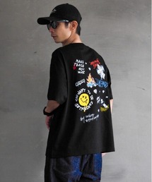 【Leyline】Scribble tee / 落書き風マルチグラフィック ビッグシルエットTシャツ