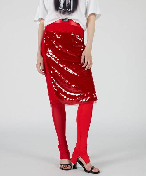 PRANK PROJECT（プランクプロジェクト）の「スパンコールミディースカート / Sequin Midi Skirt（スカート・レディース・ベージュ/レッド/ブラック・FREE）」の3枚目の写真