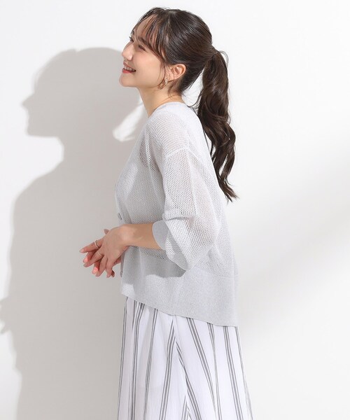 DRESKIP（ドレスキップ）の「キラッと光るラメとスパンコールが印象的 メッシュカーディガン（カーディガン/ボレロ・レディース・ブラック/ライトベージュ/アイボリー/オレンジ・00）」の14枚目の写真