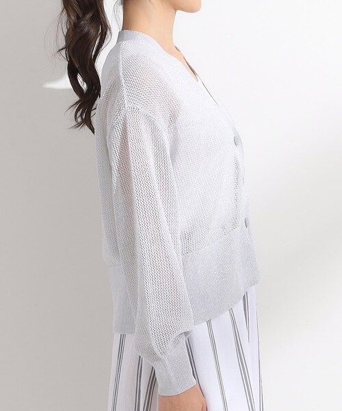 DRESKIP（ドレスキップ）の「キラッと光るラメとスパンコールが印象的 メッシュカーディガン（カーディガン/ボレロ・レディース・ブラック/ライトベージュ/アイボリー/オレンジ・00）」の6枚目の写真