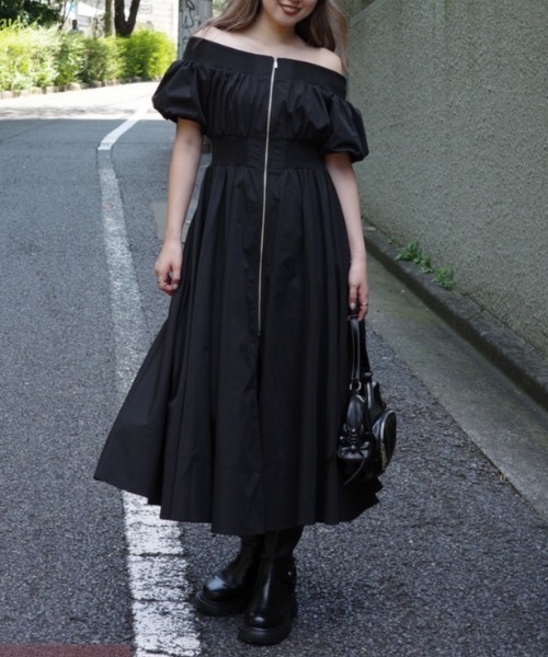 セール】【2025AW】MA-1オフショルフレアワンピース 秋服