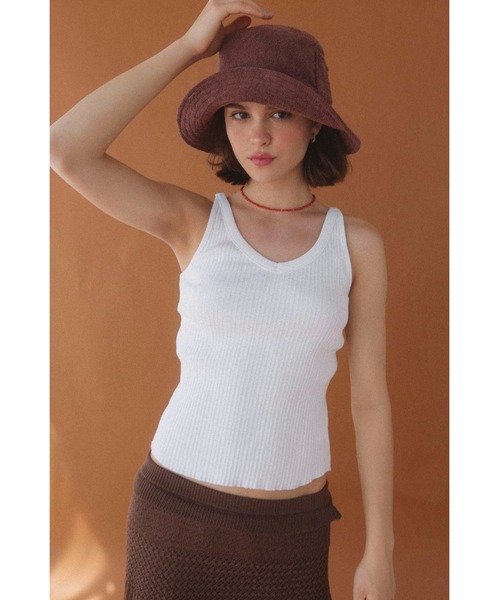 ALEXIA STAM（アリシアスタン）の「Rib V Neck Tank Top /Basic Vネックリブタンク（タンクトップ・レディース・ホワイト/グレー/チャコールグレー・M/S）」の2枚目の写真