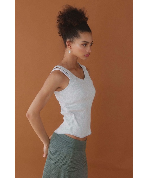 ALEXIA STAM（アリシアスタン）の「Rib V Neck Tank Top /Basic Vネックリブタンク（タンクトップ・レディース・ホワイト/グレー/チャコールグレー・M/S）」の14枚目の写真