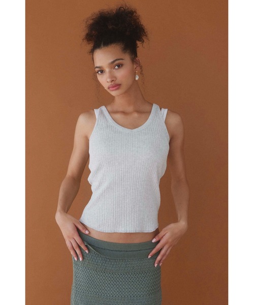 ALEXIA STAM（アリシアスタン）の「Rib V Neck Tank Top /Basic Vネックリブタンク（タンクトップ・レディース・ホワイト/グレー/チャコールグレー・M/S）」の15枚目の写真