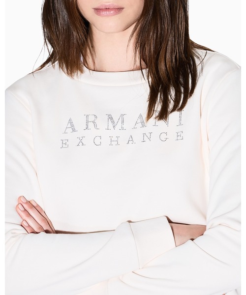 ARMANI EXCHANGE（アルマーニエクスチェンジ）の「【A|X アルマーニ エクスチェンジ】ストーンロゴ クルーネックスウェットプルオーバー（スウェット・レディース・ホワイト/ブラック/スカイブルー・LARGE/X-SMALL/X-LARGE/SMALL/MEDIUM）」の9枚目の写真