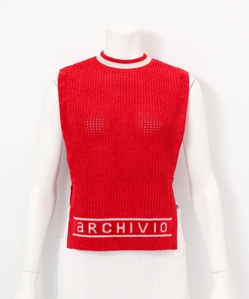 archivio(アルチビオ)の「<LADIES>モールニットメッシュベスト(ベスト・レディース・ブラック/ホワイト/レッド/キャメル・M/S)」の1枚目の写真
