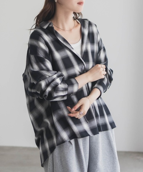 NAVY（ネイビー）の「nAvy バックタック前開きシャツ（シャツ/ブラウス・レディース・ダークグレー/ブラック/ホワイト/ベージュ/ネイビー・FREE）」の12枚目の写真