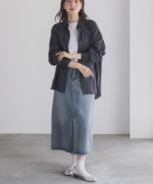 NAVY（ネイビー）の「nAvy バックタック前開きシャツ（シャツ/ブラウス・レディース・ダークグレー/ブラック/ホワイト/ベージュ/ネイビー・FREE）」の15枚目の写真