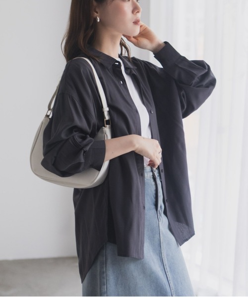 NAVY（ネイビー）の「nAvy バックタック前開きシャツ（シャツ/ブラウス・レディース・ダークグレー/ブラック/ホワイト/ベージュ/ネイビー・FREE）」の18枚目の写真