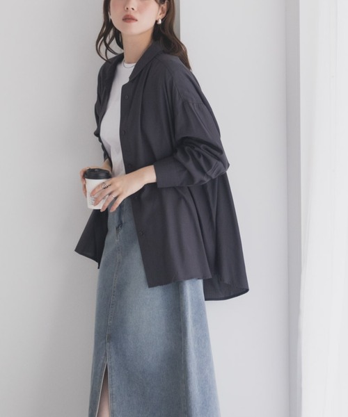 NAVY（ネイビー）の「nAvy バックタック前開きシャツ（シャツ/ブラウス・レディース・ダークグレー/ブラック/ホワイト/ベージュ/ネイビー・FREE）」の16枚目の写真