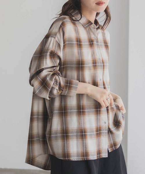 NAVY（ネイビー）の「nAvy バックタック前開きシャツ（シャツ/ブラウス・レディース・ダークグレー/ブラック/ホワイト/ベージュ/ネイビー・FREE）」の21枚目の写真