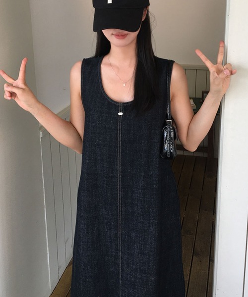 2ly2(トゥーリートゥー)の「デニムワンピース(ワンピース・レディース・ネイビー/ブルー・FREE)」の9枚目の写真