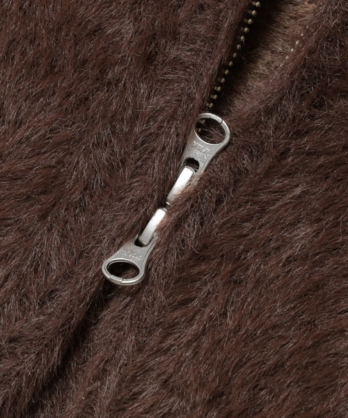 X-girl（エックスガール）の「LOGO JACQUARD ZIP UP SHAGGY KNIT TOP（ニット/セーター・レディース・ブラウン/ブラック/ライトブルー・ONE SIZE）」の8枚目の写真