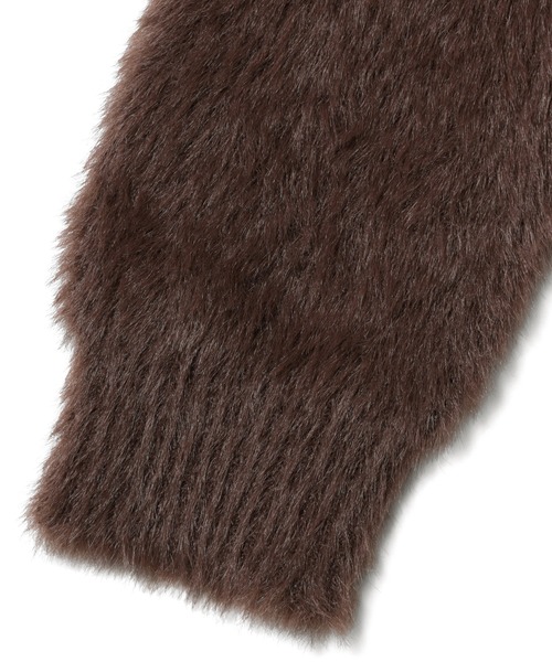 LOGO JACQUARD ZIP UP SHAGGY KNIT TOP（ニット/セーター）｜X-girl