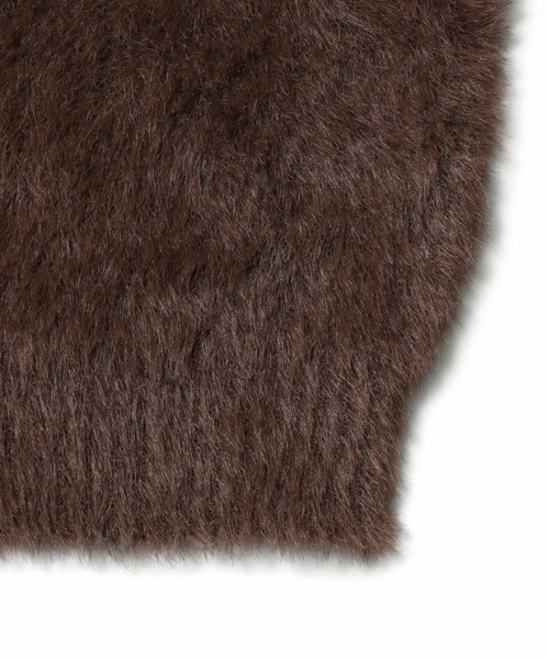 X-girl（エックスガール）の「LOGO JACQUARD ZIP UP SHAGGY KNIT TOP（ニット/セーター・レディース・ブラウン/ブラック/ライトブルー・ONE SIZE）」の10枚目の写真