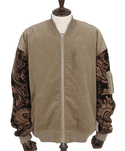 mj10981-Mixed Fabric Bomber Jacket ボンバージャケット(AG05-022acf