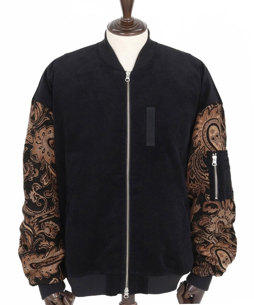 ANGENEHM(アンゲネーム)の「mj10981-Mixed Fabric Bomber Jacket ボンバージャケット(AG05-022acf)(ミリタリージャケット・メンズ・ブラック/サンドベージュ・M/S/L)」の18枚目の写真