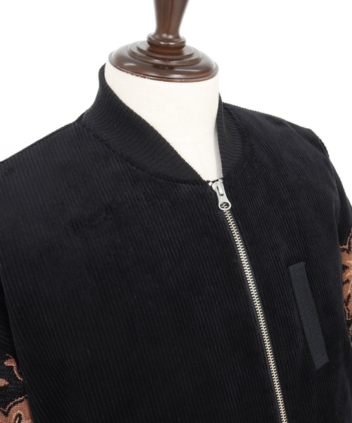 ANGENEHM(アンゲネーム)の「mj10981-Mixed Fabric Bomber Jacket ボンバージャケット(AG05-022acf)(ミリタリージャケット・メンズ・ブラック/サンドベージュ・M/S/L)」の20枚目の写真