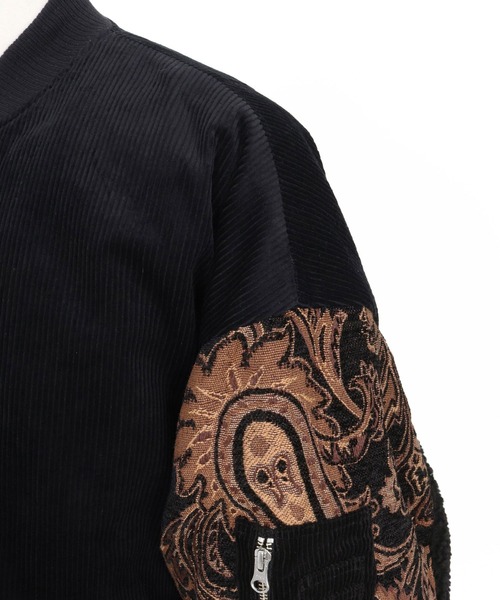 ANGENEHM(アンゲネーム)の「mj10981-Mixed Fabric Bomber Jacket ボンバージャケット(AG05-022acf)(ミリタリージャケット・メンズ・ブラック/サンドベージュ・M/S/L)」の22枚目の写真