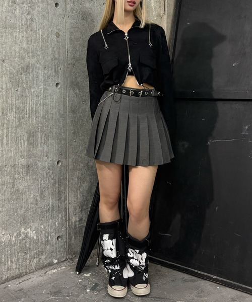 Figments(フィグメンツ)の「クロップドショルダーZIPトップ(Tシャツ/カットソー・レディース・ブラック/スミクロ・FREE)」の11枚目の写真
