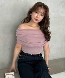 FRAY I.D ピンク 長袖ニットセーター サイズF モデル着用　美品 FRAY I.D - レイヤードデザインニットトップス (ピンク