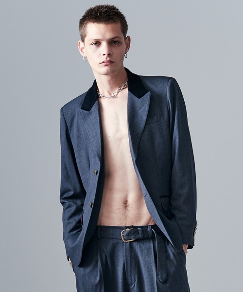 glamb（グラム）の「Blue Noise Tailored Jacket / ブルーノイズテーラードジャケット（テーラードジャケット・メンズ・インディゴブルー/グレー/ブラック・S/M/L）」の3枚目の写真