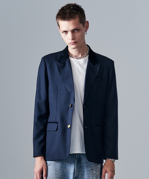 glamb（グラム）の「Blue Noise Tailored Jacket / ブルーノイズテーラードジャケット（テーラードジャケット・メンズ・インディゴブルー/グレー/ブラック・S/M/L）」の2枚目の写真