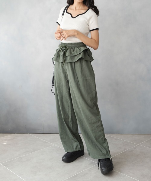 Asterellivi(アステレリビ)の「ウエスト フリル ワイドパンツ(その他パンツ・レディース・ブラック/カーキ/ピンク・FREE)」の19枚目の写真
