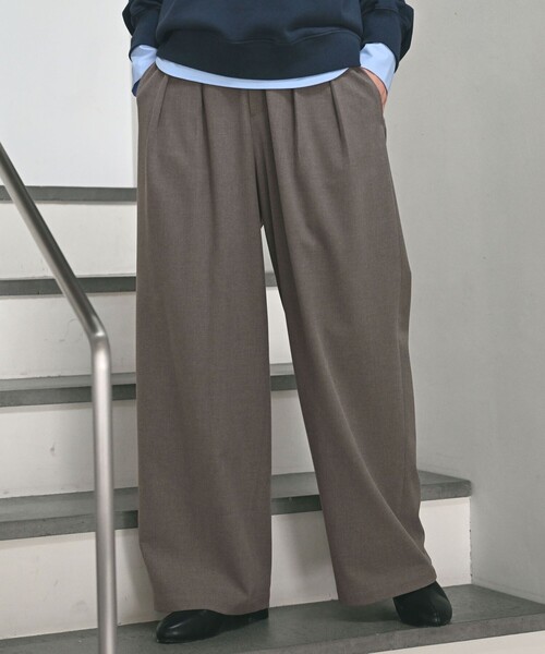 green label relaxing（グリーンレーベルリラクシング）の「【WEB限定】＜at ease＞スラックス パンツ マシンウォッシャブル ストレッチ 帯電防止（スラックス・レディース・ブラック/ダークグレー/モカ・36/SHORT/38）」の4枚目の写真