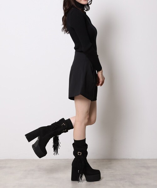 ESPERANZA（エスペランサ）の「【EC&SHIBUYA109店限定モデル】厚底フリンジ3WAYショートブーツ（ブーツ・レディース・ブラック系/ブラウン系1・LL/S/M/L）」の20枚目の写真