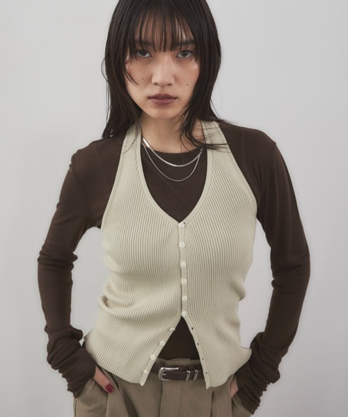 ネックホルターベスト ホルターネックニットベスト（ニット/セーター）｜HANNE（アン）の