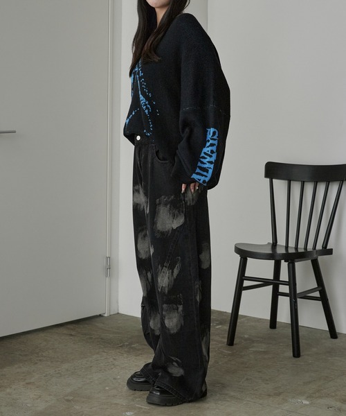 Theater code（シアターコード）の「Bleach Design Curve Denim/ブリーチデザイン カーブデニム（デニムパンツ・レディース・ブラック・L/M）」の8枚目の写真