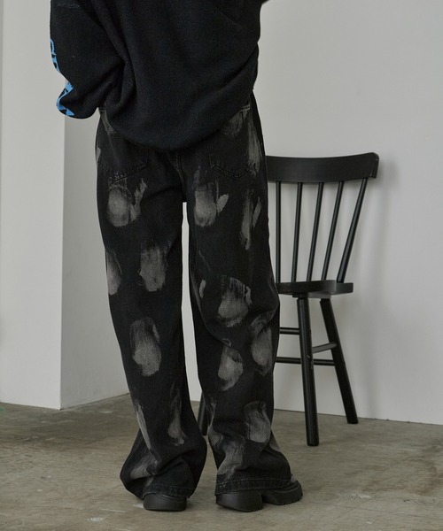 Theater code（シアターコード）の「Bleach Design Curve Denim/ブリーチデザイン カーブデニム（デニムパンツ・レディース・ブラック・L/M）」の5枚目の写真