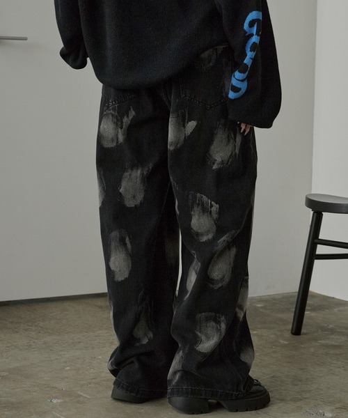 Theater code（シアターコード）の「Bleach Design Curve Denim/ブリーチデザイン カーブデニム（デニムパンツ・レディース・ブラック・L/M）」の6枚目の写真