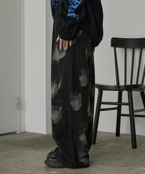 Theater code（シアターコード）の「Bleach Design Curve Denim/ブリーチデザイン カーブデニム（デニムパンツ・レディース・ブラック・L/M）」の9枚目の写真