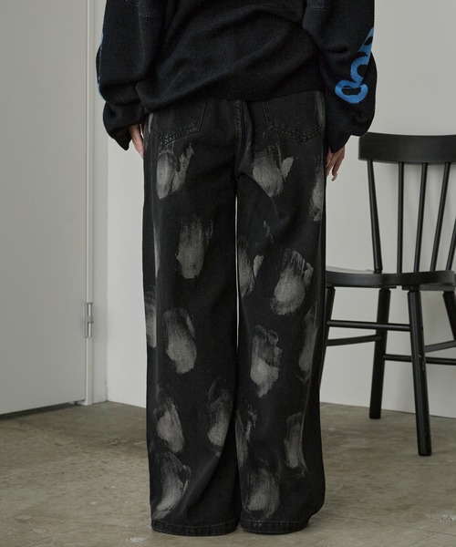 Theater code（シアターコード）の「Bleach Design Curve Denim/ブリーチデザイン カーブデニム（デニムパンツ・レディース・ブラック・L/M）」の10枚目の写真
