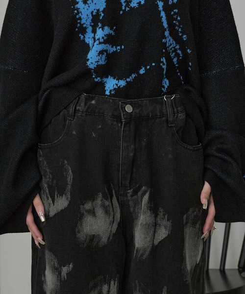 Theater code（シアターコード）の「Bleach Design Curve Denim/ブリーチデザイン カーブデニム（デニムパンツ・レディース・ブラック・L/M）」の11枚目の写真