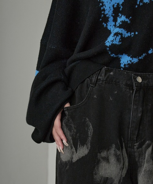 Theater code（シアターコード）の「Bleach Design Curve Denim/ブリーチデザイン カーブデニム（デニムパンツ・レディース・ブラック・L/M）」の12枚目の写真